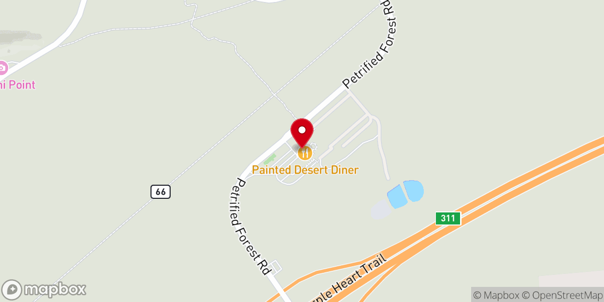 Map showing location of Petrified Forest National Park Headquarters