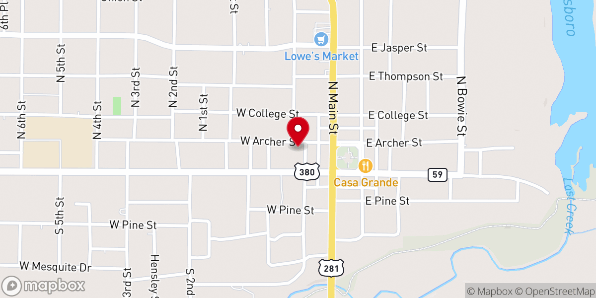 Map showing location of Jacksboro Parish - Memorial Christian Church