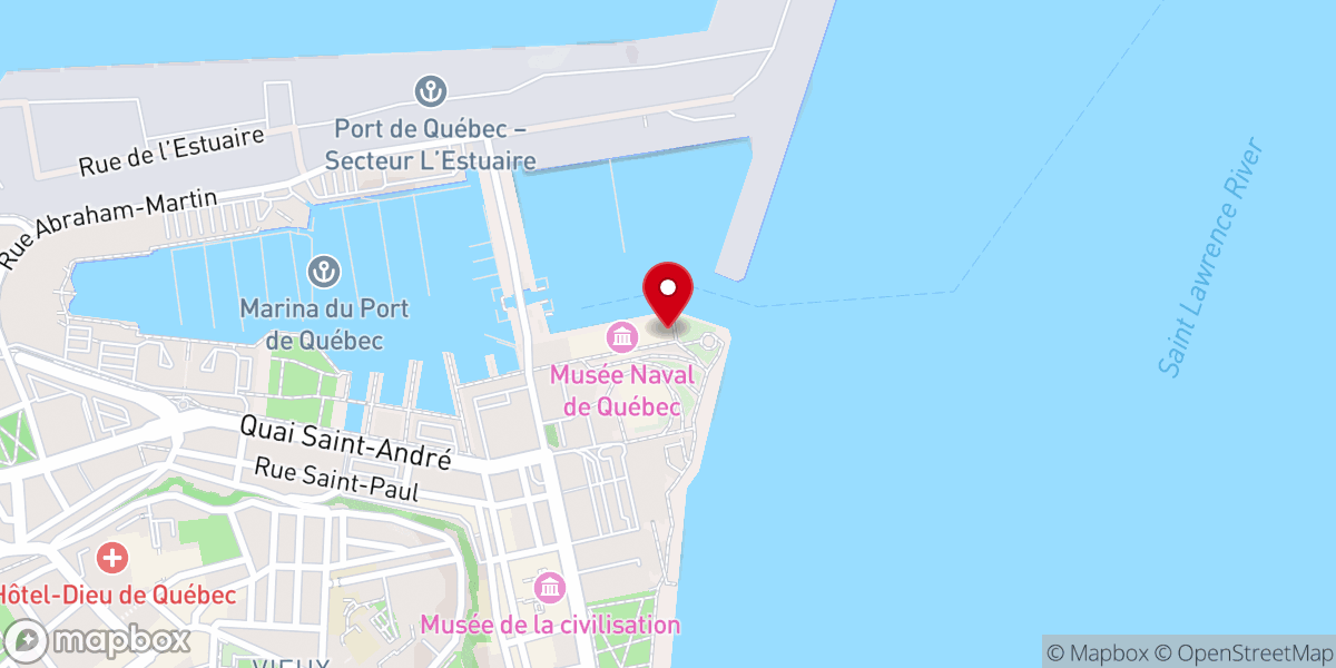 Map showing location of Naval Museum of Quebec