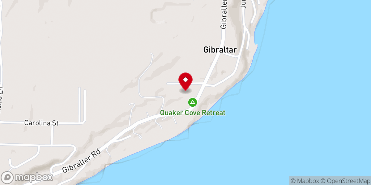 Map showing location of Quaker Cove Retreat