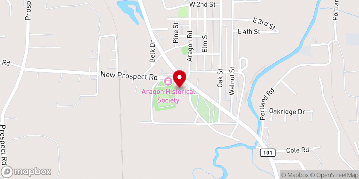Map showing location of Aragon Community Church