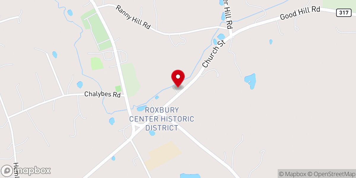 Map showing location of Roxbury Church