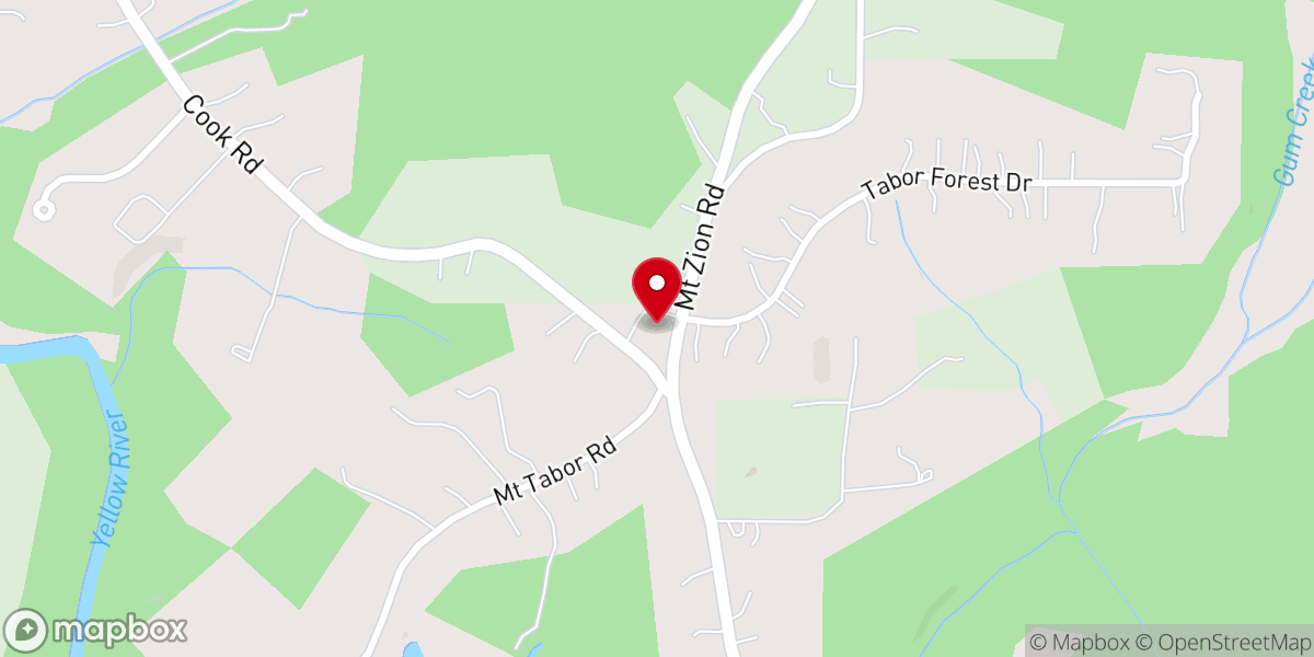 Map showing location of Mount Tabor Bible Church