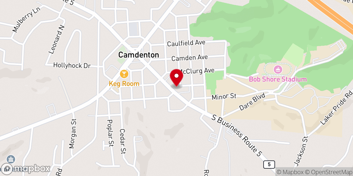 Map showing location of First Baptist Church of Camdenton