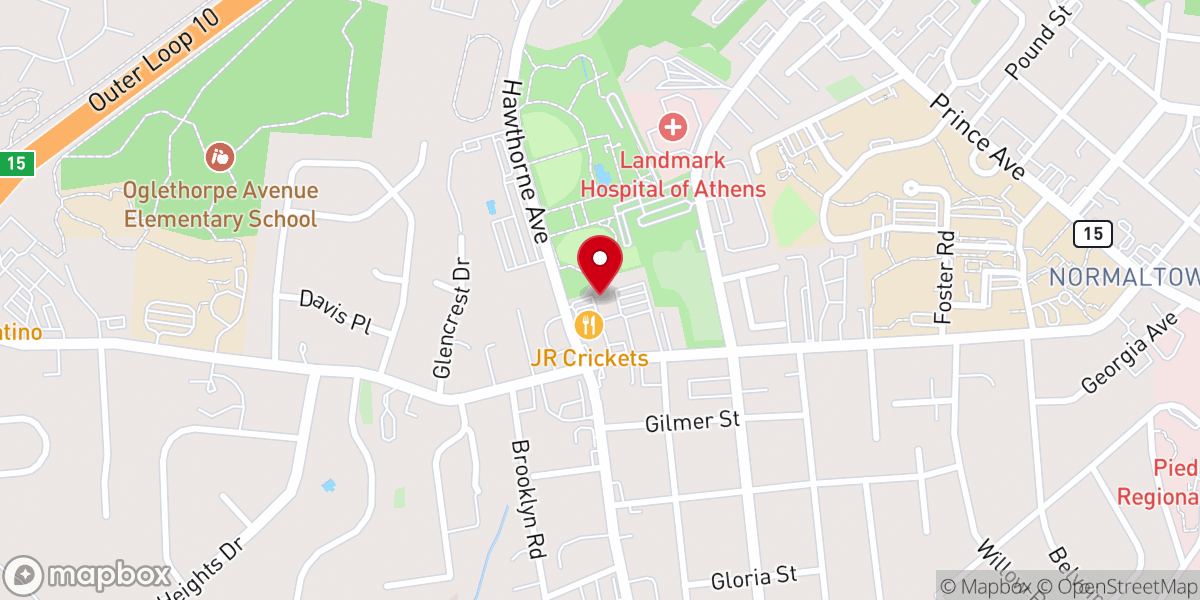Map showing location of Athens Christian Church
