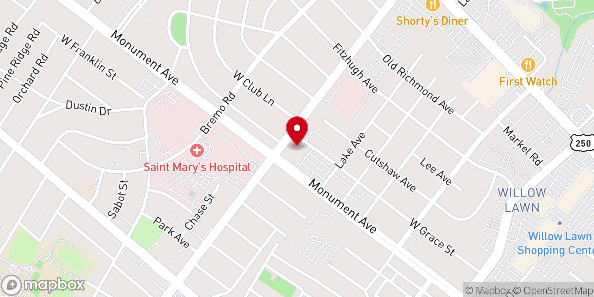 Map showing location of Monument Heights Baptist Church
