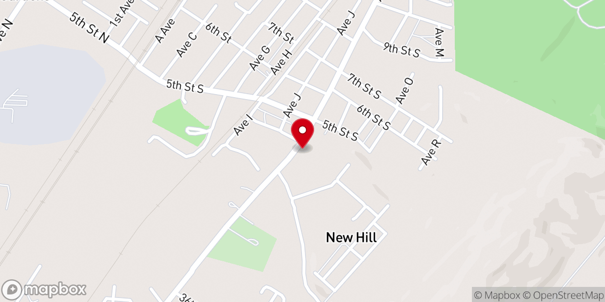 Map showing location of Lipscomb Church of God On Avenue K