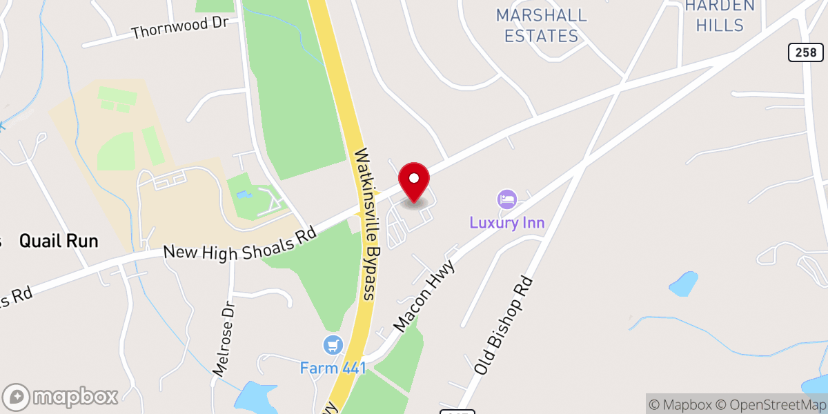 Map showing location of Watkinsville First United Methodist Church
