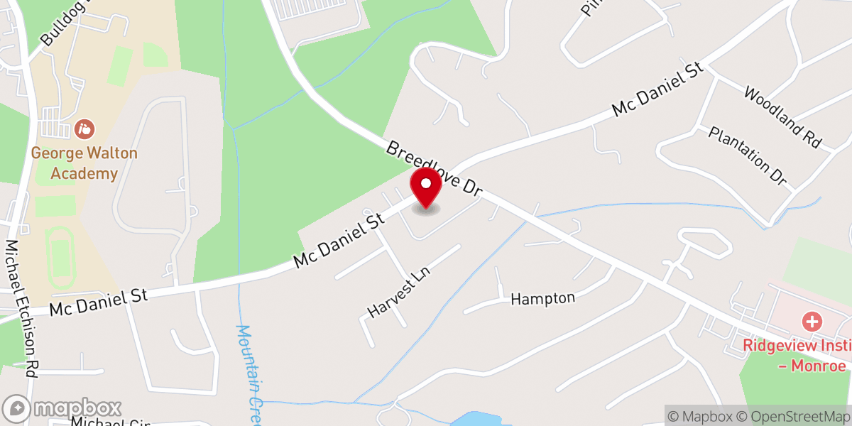 Map showing location of First Presbyterian Church of Monroe