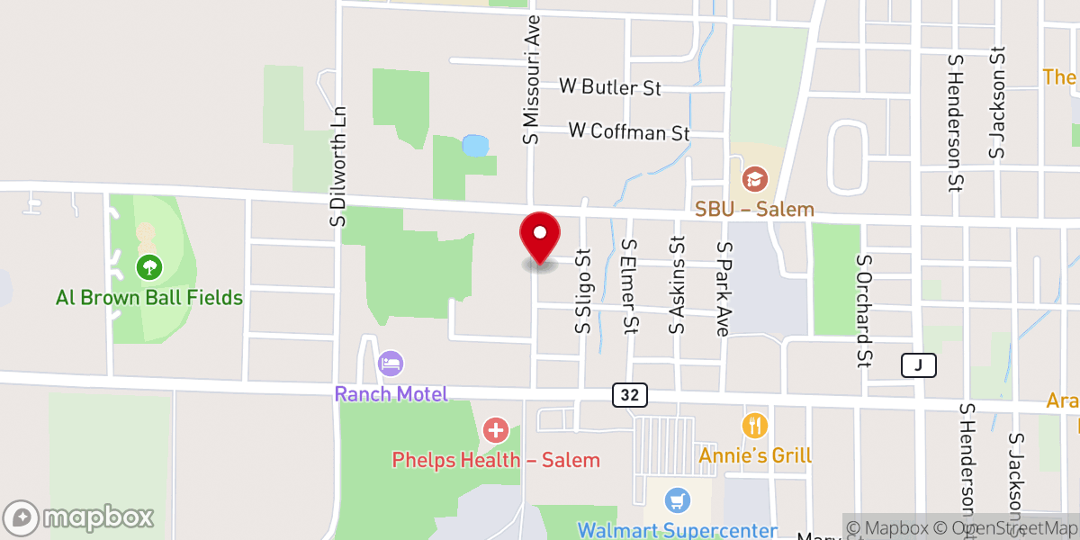 Map showing location of Oak Grove Baptist Church