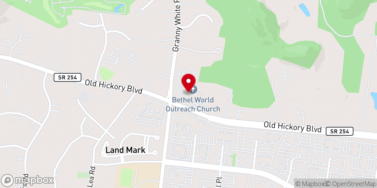 Map showing location of Bethel World Outreach Church