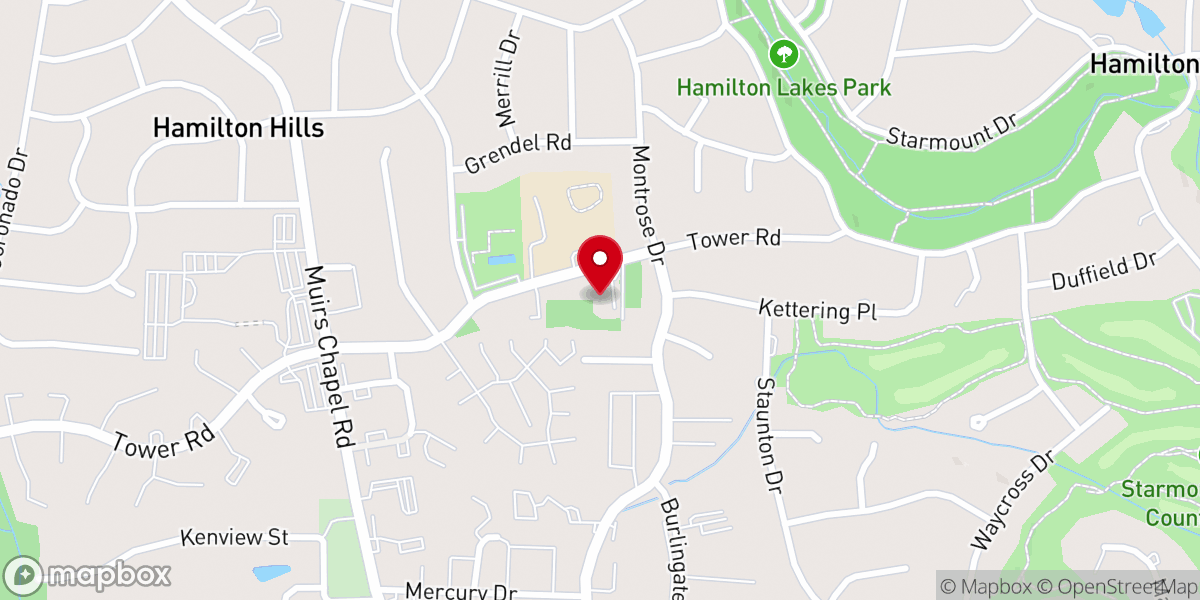 Map showing location of New Faith Baptist Church