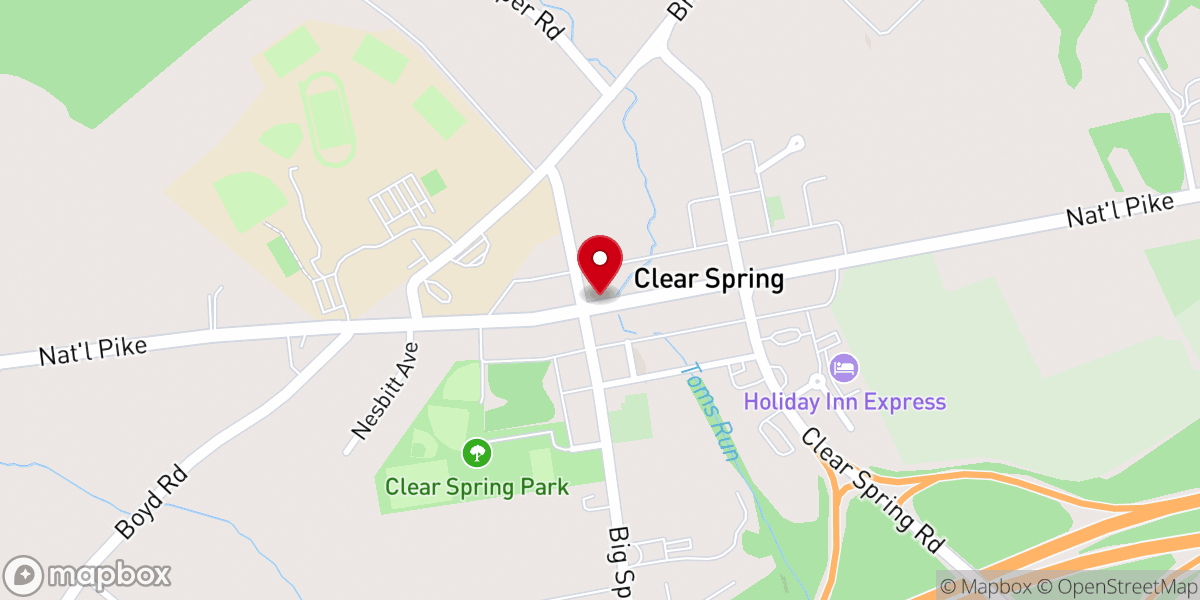 Map showing location of Clear Spring District Historical