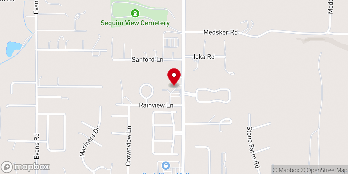Map showing location of First Baptist Church of Sequim