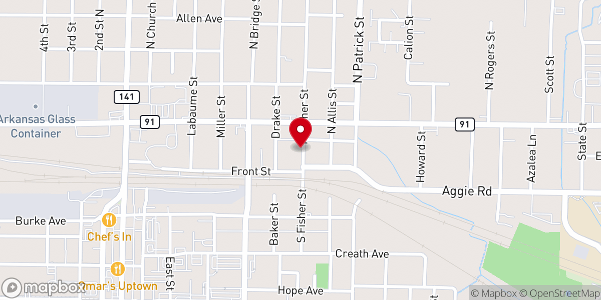 Map showing location of Fisher Street Baptist Church