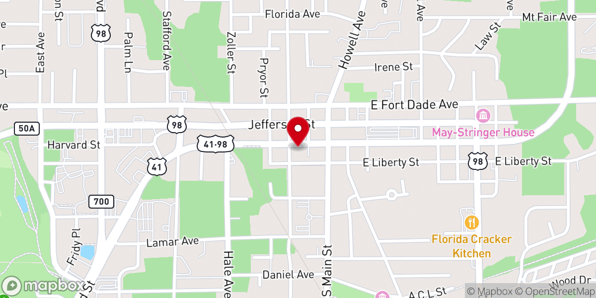 Map showing location of Brooksville Methodist Church