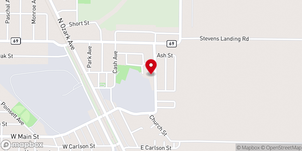 Map showing location of New Beginings Worship Center