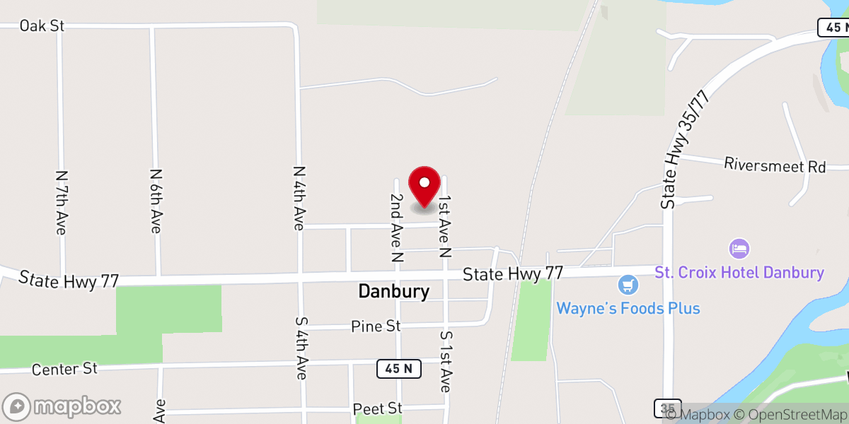 Map showing location of Danbury United Methodist Church