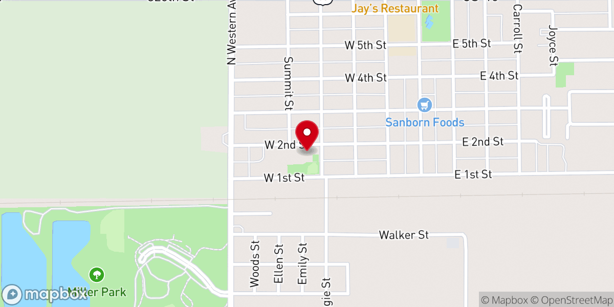 Map showing location of Sanborn Christian School