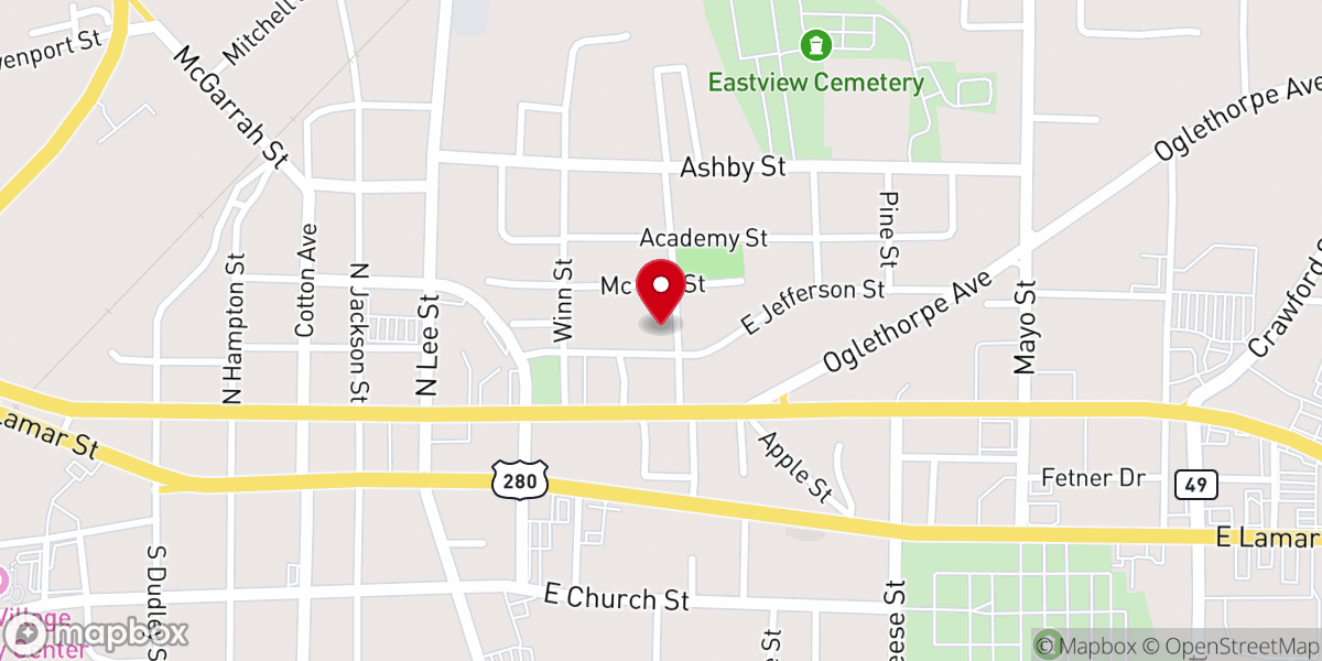 Map showing location of Mt Olive Baptist Church