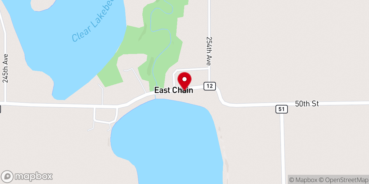 Map showing location of East Chain United Methodist