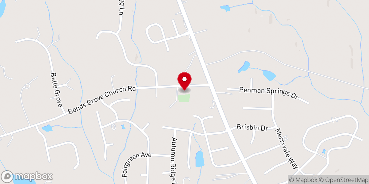 Map showing location of Weddington Methodist Church - Bonds Grove Campus