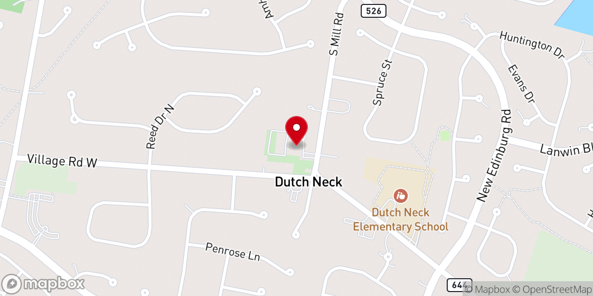Map showing location of First Presbyterian Church of Dutch Neck