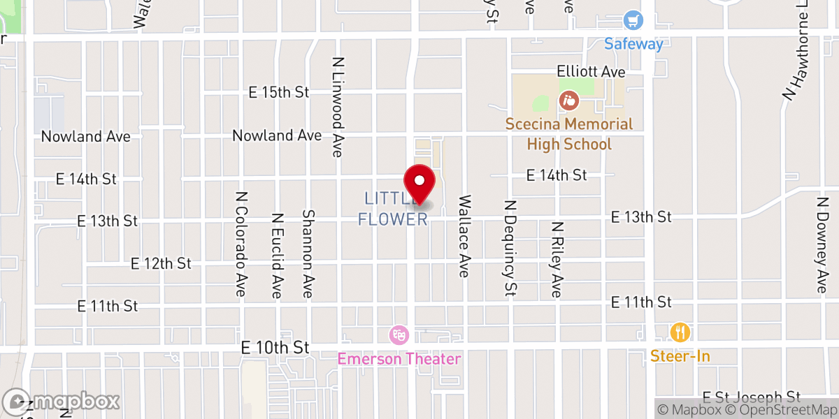 Map showing location of Little Flower Catholic Church