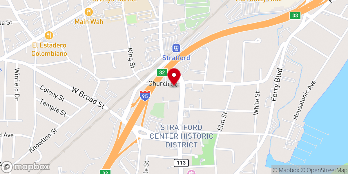Map showing location of First Congregational Church