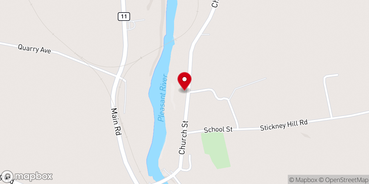 Map showing location of Brownville Community Church