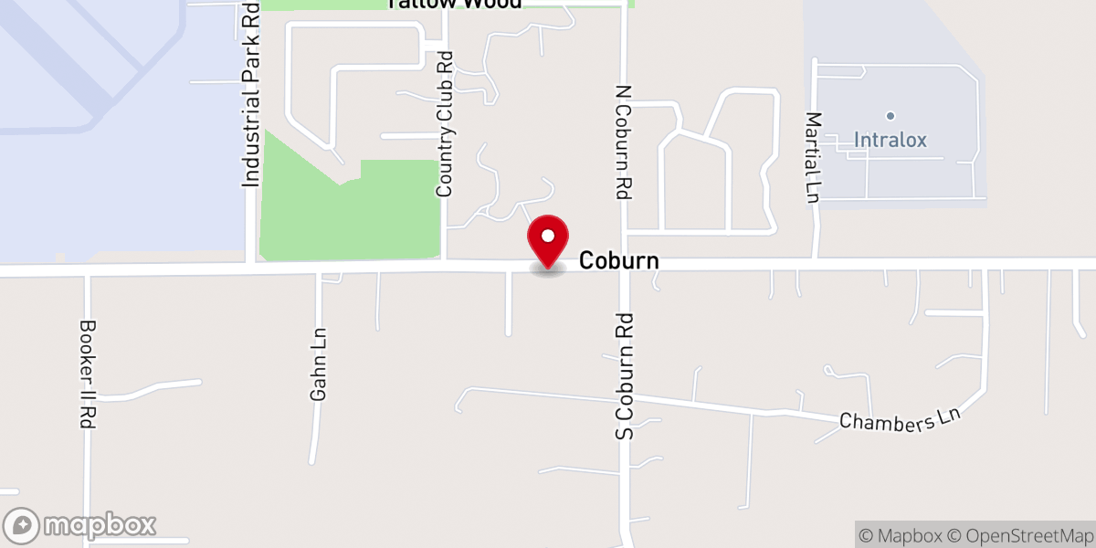 Map showing location of Coburn Baptist Church