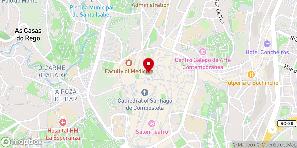 Map showing location of Monasterio de San Martín Pinario
