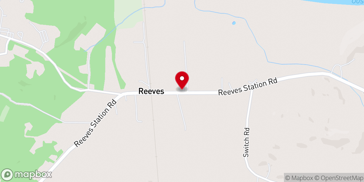 Map showing location of Reeves Baptist Church