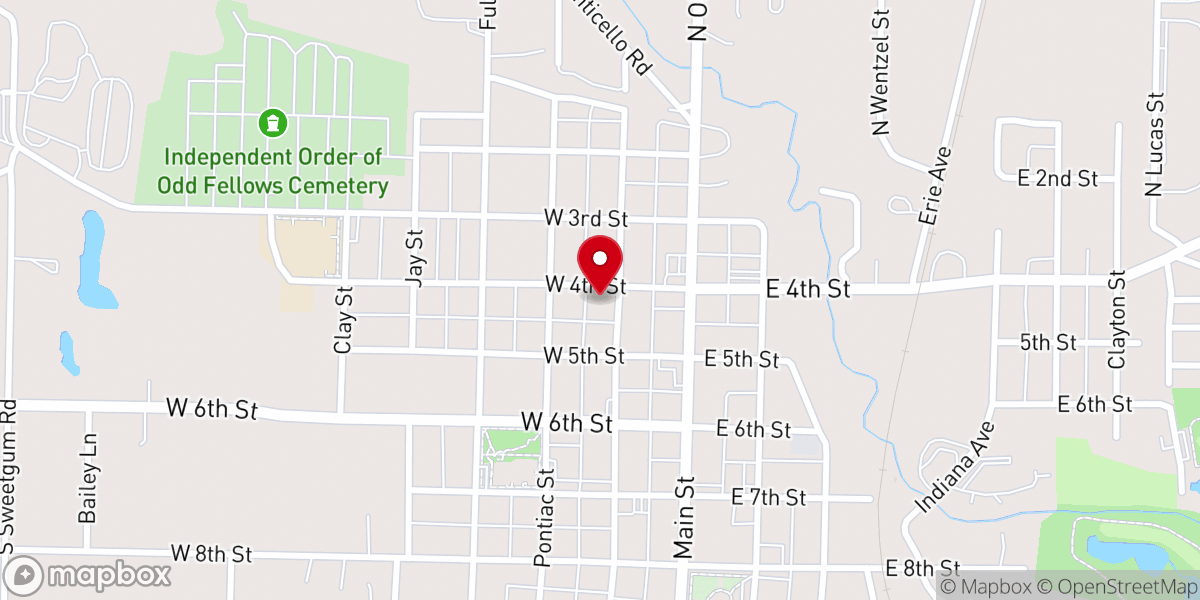 Map showing location of St. John Lutheran Church