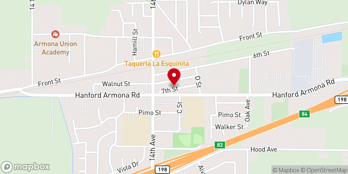Map showing location of Church of Christ of Armona