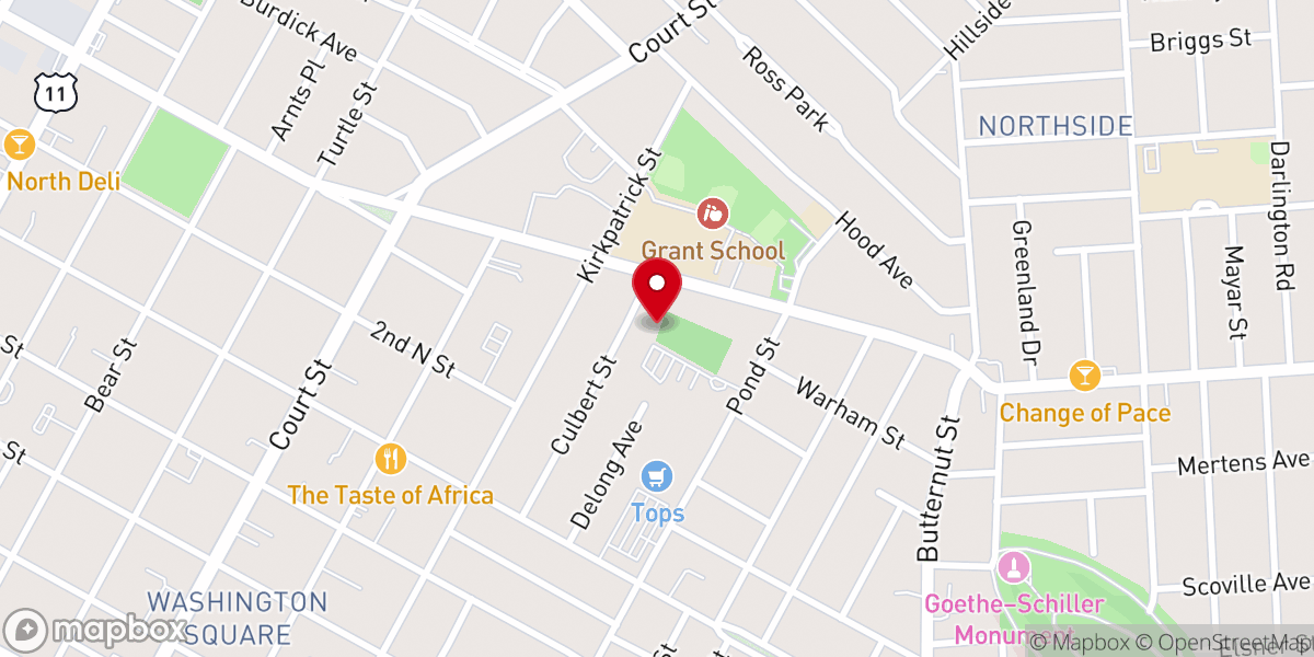 Map showing location of Our Lady of Lourdes Hospitality North American Volunteers