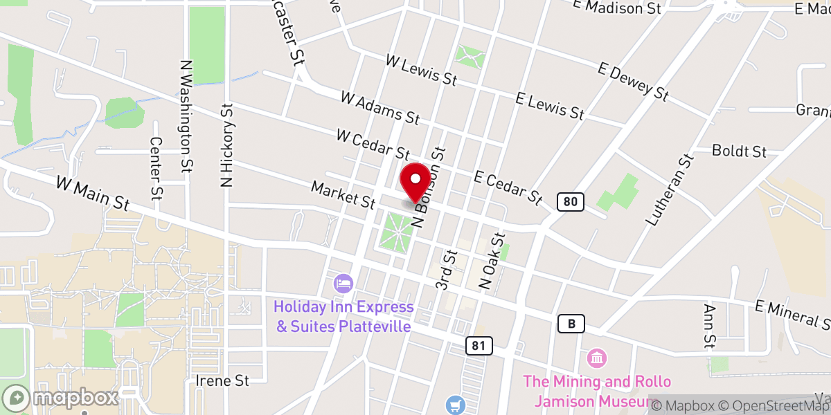 Map showing location of First Congregational United Church of Christ