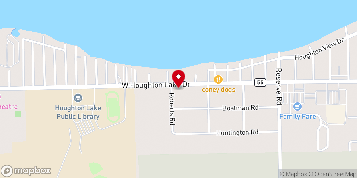 Map showing location of Houghton Lake Resorter