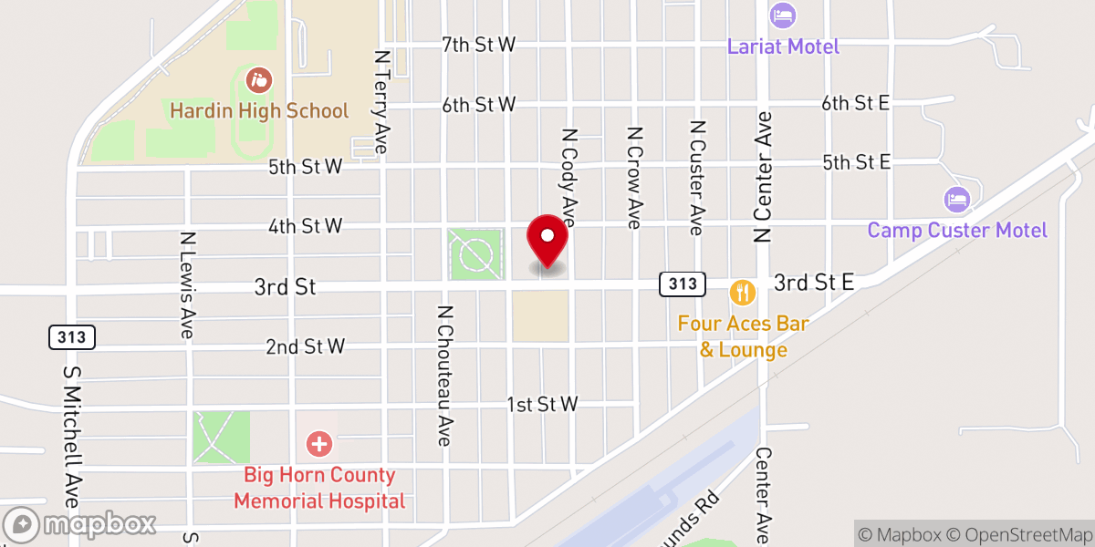 Map showing location of Big Horn Calvary Fellowship