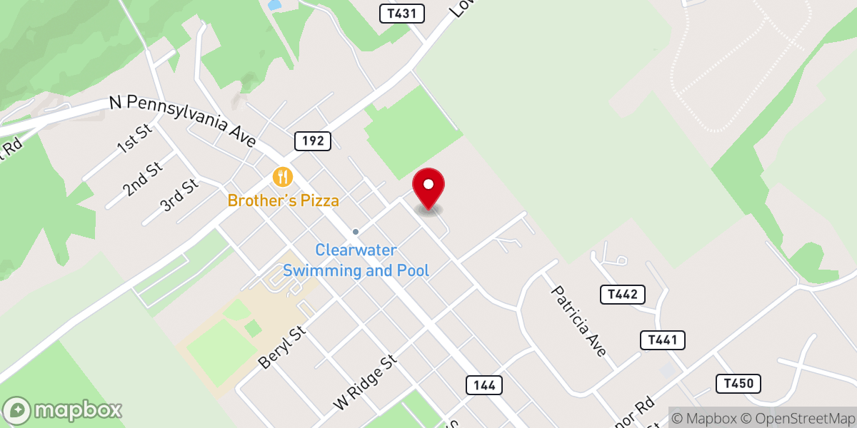 Map showing location of Berean Baptist Church at Centre Hall Fire Company