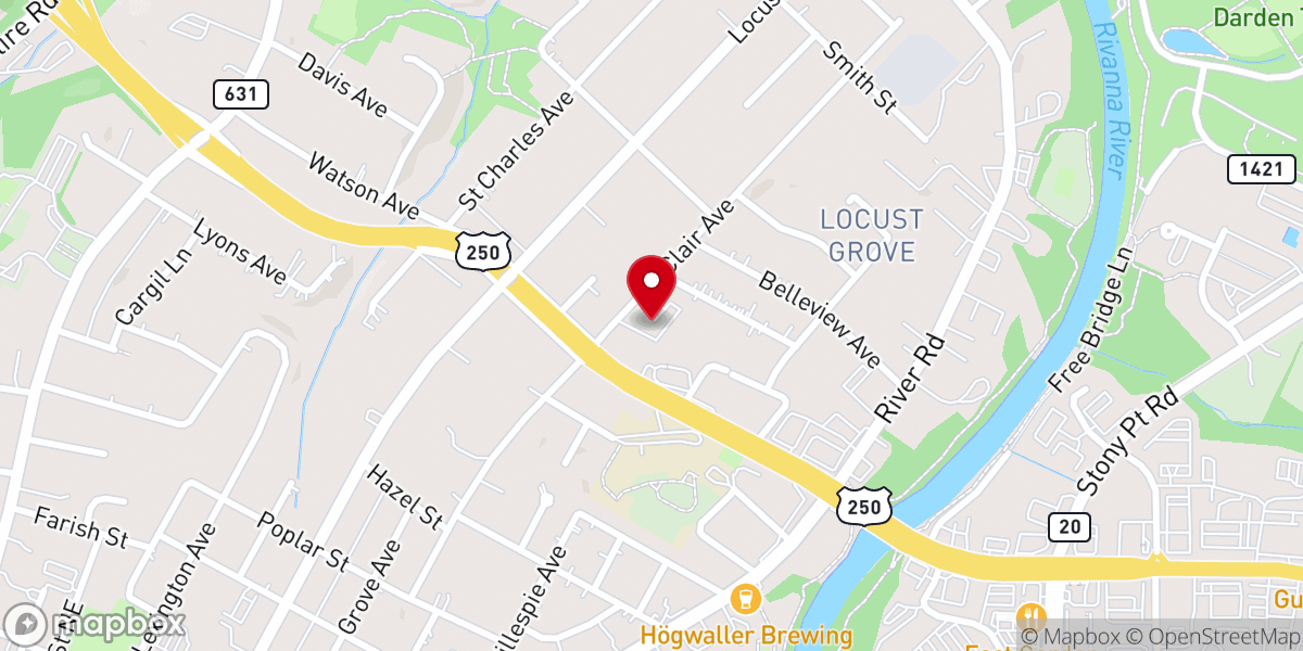 Map showing location of Mt View Baptist Church