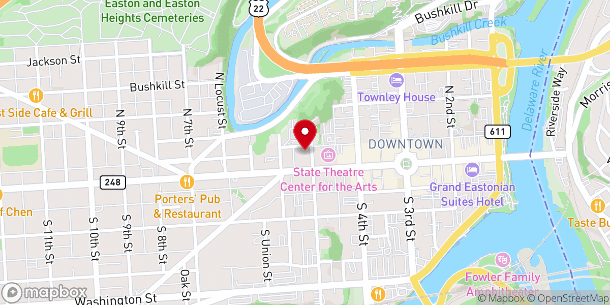 Map showing location of Rock Church of Easton