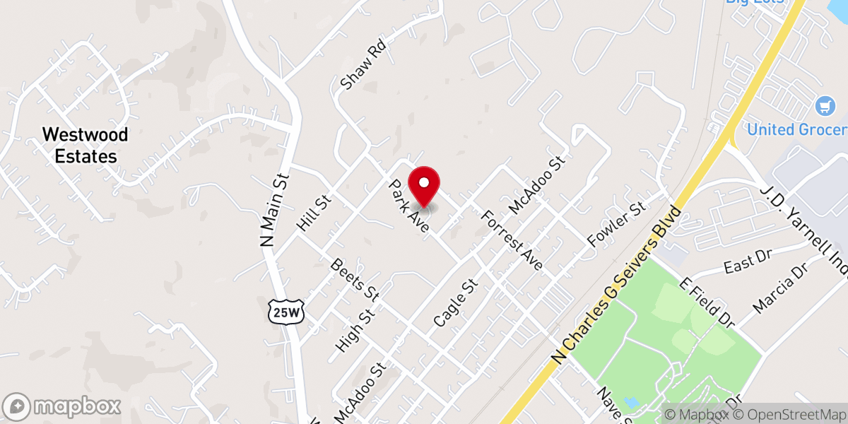 Map showing location of North Clinton Baptist Church
