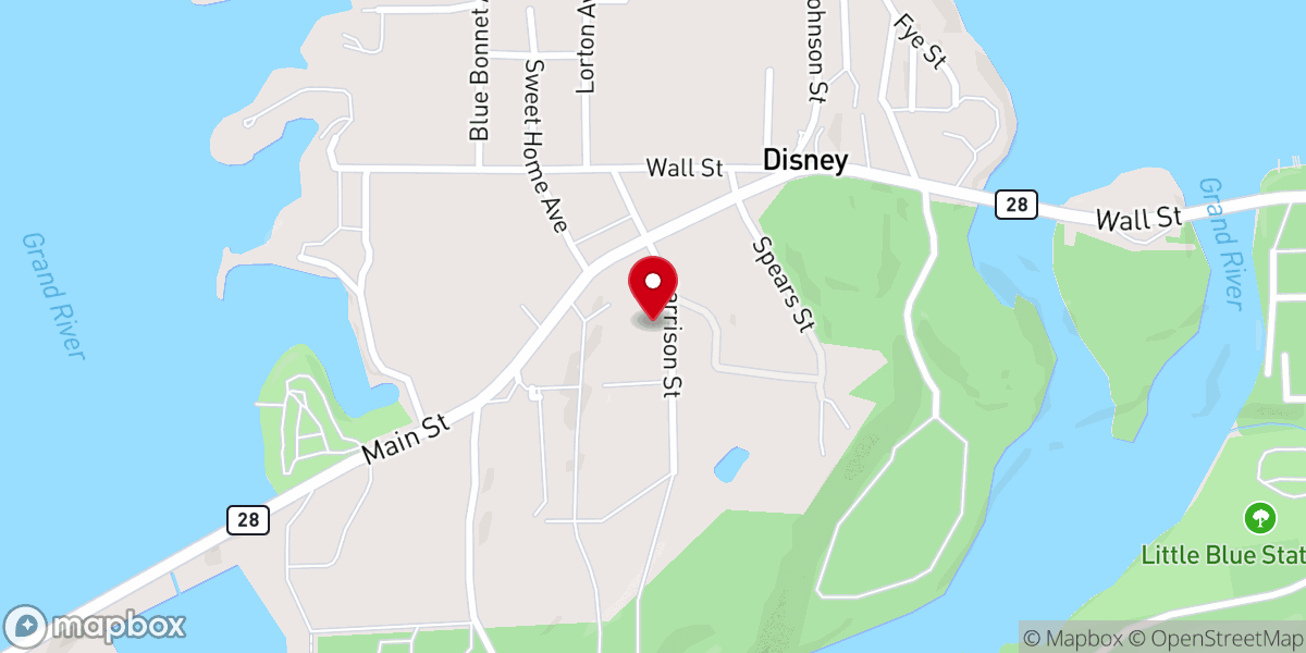 Map showing location of Green Country Camp