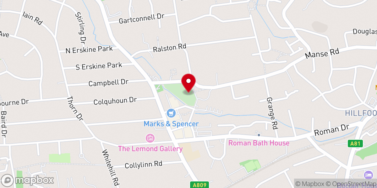 Map showing location of New Kilpatrick Parish Church