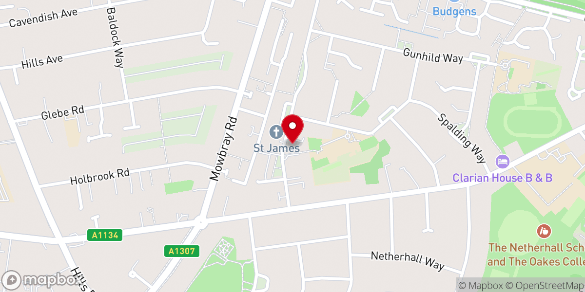 Map showing location of Queen Edith Chapel