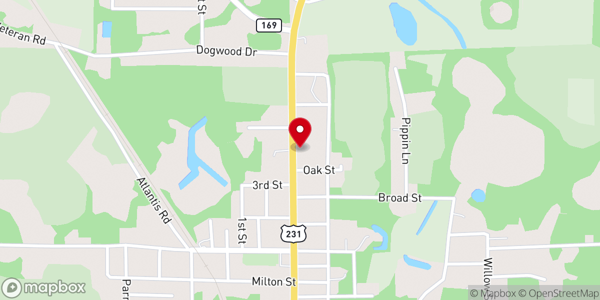 Map showing location of Crossroads Baptist Church
