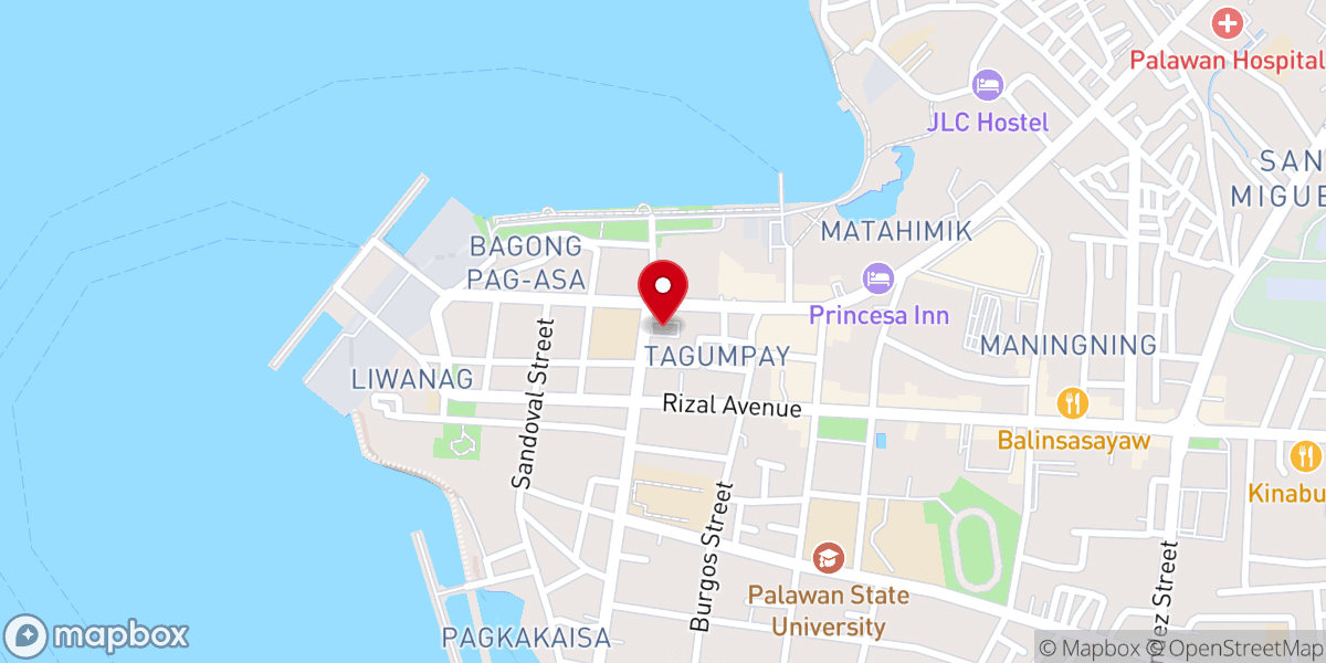Map showing location of INC CHURCH QUEZON STREET PALAWAN
