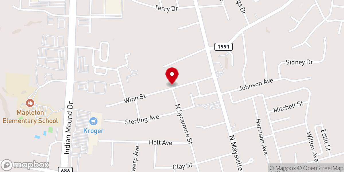 Map showing location of Church of the Nazarene