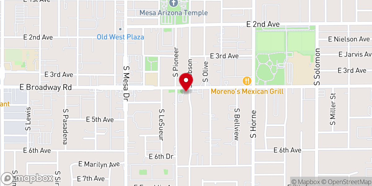 Map showing location of East Valley Pentecostal Church